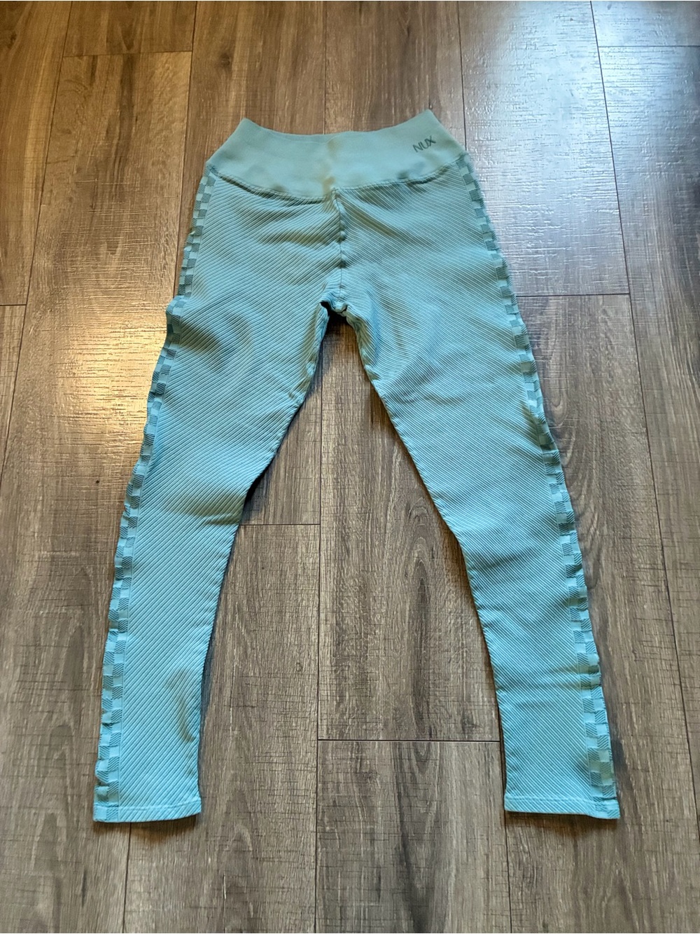 NUX Aqua Ribbed Seamless Leggings with Checker Side Panels